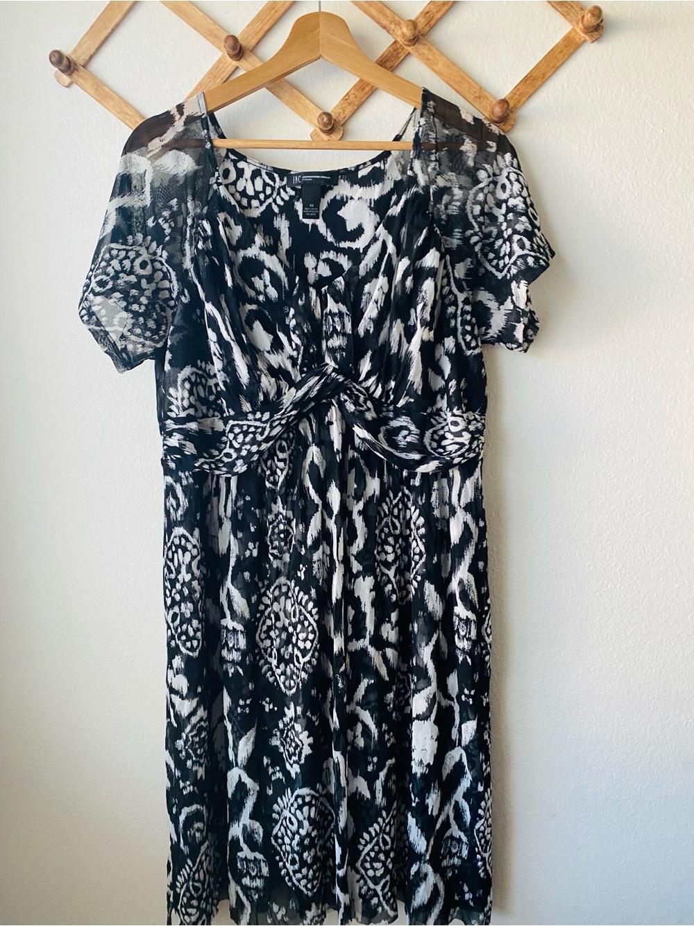 INC International Concepts Woman 1X Black & White Abstract Print Dress